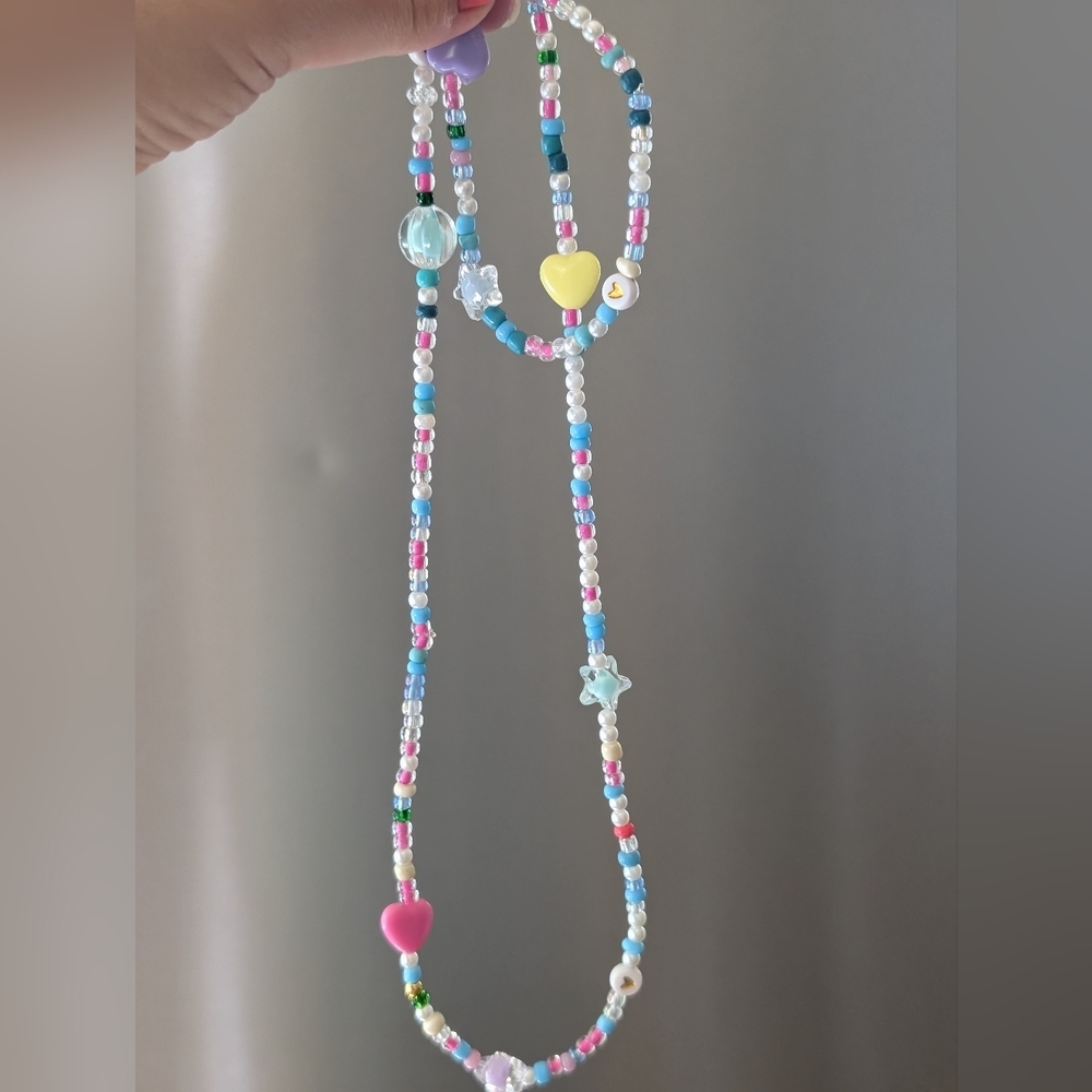 Colorful Beaded Kids Necklace And Matching Bracelet